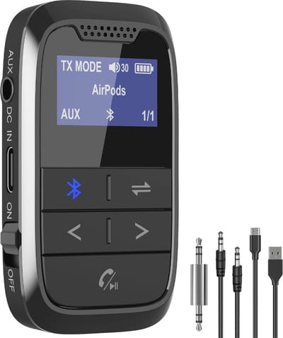 Bluetooth 5.0 Audio Adapter 2-in-1 | Draadloze Zender & Ontvanger met 3,5 mm AUX | 20 Uur Batterijduur