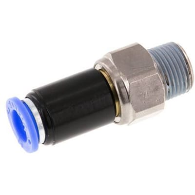 10mm & R3/8'' Draaidoorvoer Insteek Buitendraad Vernikkeld Messing/PBT NBR