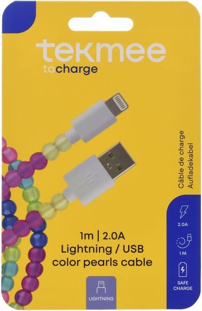 TEKMEE Oplaader Kabel iPhone - USB Kabel naar Lightning – 1M – Color
