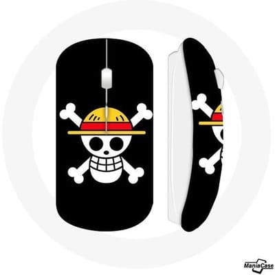 Souris Sans Fil One Piece Manga Tete de Mort Fond Noir