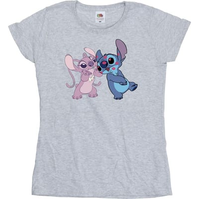 Disney Dames/Dames Lilo & Stitch Kusjes Katoenen T-Shirt (Sportgrijs)