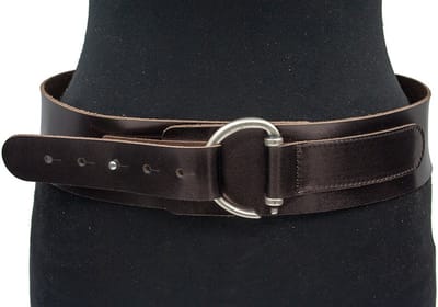 Dames riem brons - Brede leren riem 5,5cm met oud zilverkleurige gesp - Leer - Brede riem - Casual - Maat 85