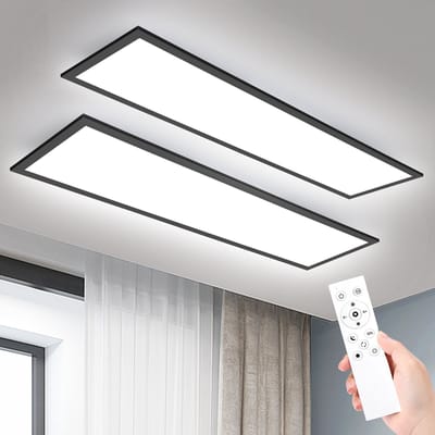 Oraymin 2-Pack LED Plafondlamp Paneel 120x30 Zwart - 40W - Dimbaar - Afstandsbediening - Instelbaar