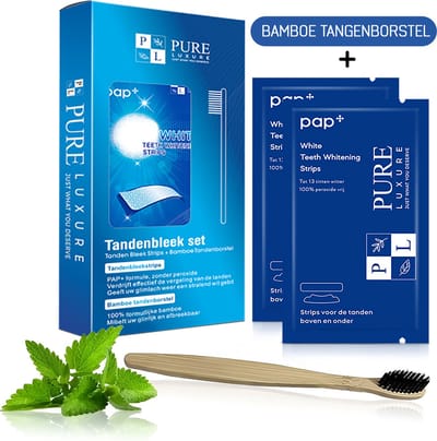 Transparante Teeth Whitening Strips 14 paar/28 stuks - Inclusief Bamboe Tandenborstel - Whitestrips - Tanden bleekstrips - Whitening Kit - Tanden bleken - Tandenbleekset
