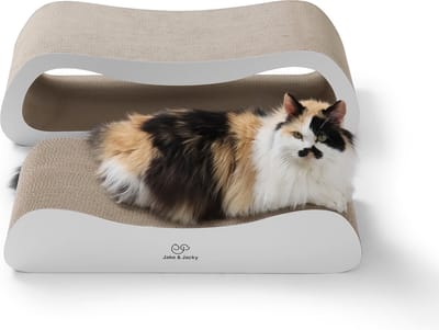 Jake and Jacky Krabkarton voor Katten 2 in 1 model - Krabpaal Karton - Krabplank - Krabmand - Krabmeubel - Kartonnen Krabmat - Kattenmand - Kattenbed - 71x24x21cm