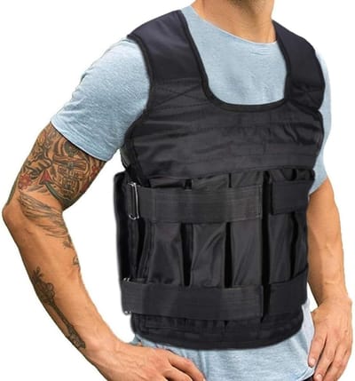 Gewichtsvest Oxford-doek ademend 15 kg ongevuld - Hardlopen trainingsvest met 32 zakken - Krachttraining fitness
