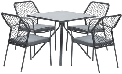 4-persoons tuinset - 4 Dido stoelen zwart - Rimini tafel