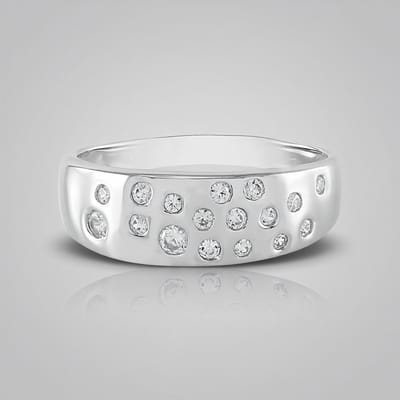 Cavill - Zilveren ring dames - 925 Sterling zilver geplatineerd - Cambodjaanse ronde zirkonen 0,60 ct - elegant hoogglans bezelzetting - luxe sieraden