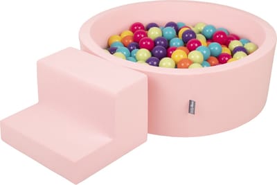 KiddyMoon Schuimspeelplaats met stappen en Ballenbad - 7cm 100 Ballen - Speeltoestel - Ballenbak voor baby - voor kinderen - Roze: Lichtgroen Geel Turkoois Oranje Donkerroze Violet