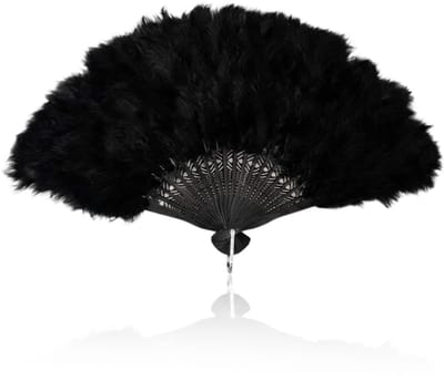 Flapper-waaiers in vintage stijl van de jaren 20 met veren voor dames, opvouwbaar, zwart, accessoires voor de jaren 20 met elegante kant, voor bruid, bruiloft, eindejaarsbal, rave-party