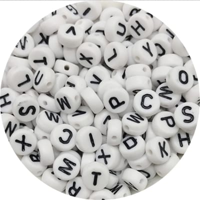 Hiden - Kralen set - Kralenset - Kralenset sieraden maken - Armbandjes maken - Ketting - Armband - Letters Wit - 100 stuks