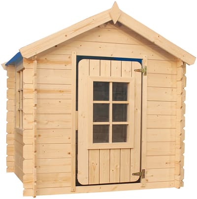 Timbela M570M-1 - Speelhuis - 1 m² - 111x114xH121 cm - Houten kinderhuis zonder vloer met blauw dak
