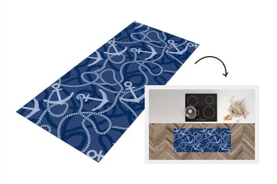 Keukenloper - Loper keuken - Patronen - Anker - Touw - 120x50 cm - Keukenloper vinyl