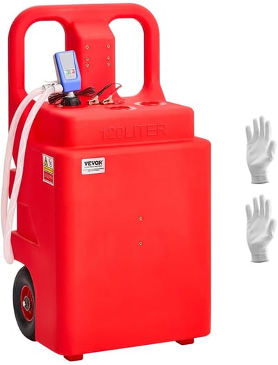 HOB Verrijdbare Brandstoftank - Grote Jerrycan op wielen - Jerrycan met pomp - Jerrycan Verrijdbaar - 120 L - Benzine Jerrycan