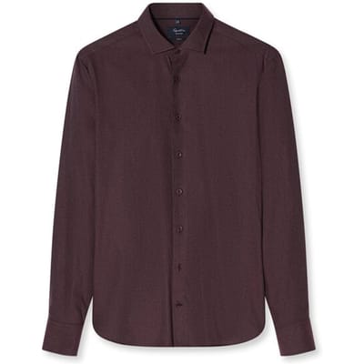 OLYMP Signature Casual Overhemd, Tailored Fit, Kent, Bordeauxrood