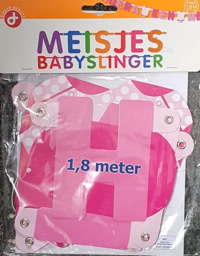 Babyslinger. Hoera een meisje. geboorte dochter baby. Slinger 1,80 meter.
