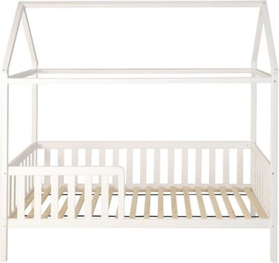 Viking Choice Huisbed huisje - Houten kinderbed met hek - 200 x 90 cm - Wit