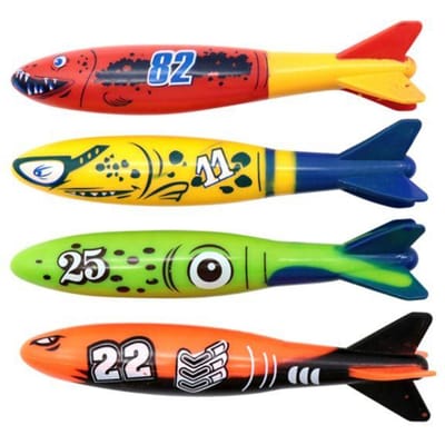 WaterSpeelgoed - AUCUNEARY - Set van 4 torpedo bandieten - Duurzaam - Leuk