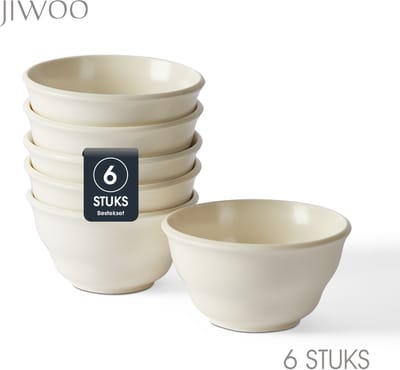 Set van 6 Kommen (Ø11,7cm / 380ml) Ontbijtkommen, Mueslikom, Soepkom, serviesset 6 persoons, Geschikt voor Restaurants, Horeca, Familiefeesten, Feest, Banketten en Picknicks, Magnetron-vaatwasserbestendig, Porselein