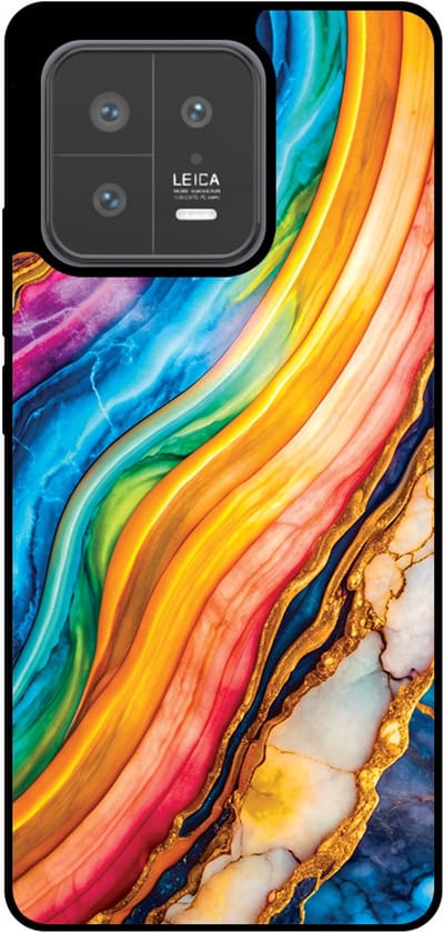 Smartphonica Telefoonhoesje Geschikt voor Xiaomi 13 met Regenboog Goud Marmer Opdruk - TPU Backcover Case Rainbow Gold Marble Design geschikt voor Xiaomi 13