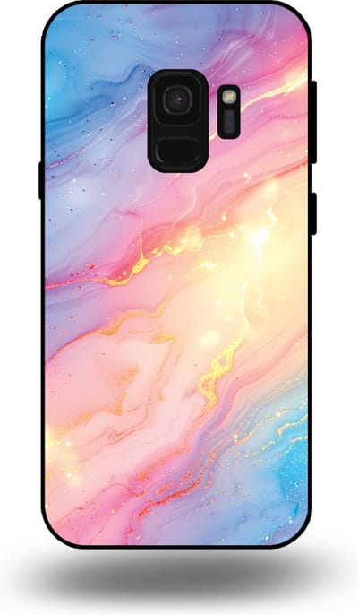 Smartphonica Telefoonhoesje Geschikt voor Samsung Galaxy S9 met Regenboog Glitter Marmer Opdruk - TPU Backcover Case Rainbow Glitter Marble Design geschikt voor Samsung Galaxy S9