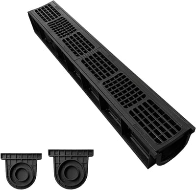Afwateringsgoot met rooster - Drainagegoot Oprit - Water Afvoeren - Hoge Belastbaarheid B125 - 1 meter - Zwart