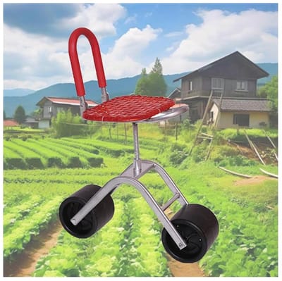 Tuinstoel op wielen - Werkkruk tuin - Comfortabel tuinieren - Ergonomische rugleuning - 42 x 33 x 29 cm - Zwart