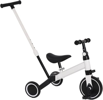 Kinderdriewieler - Loopfiets Kinderwagen - Buiten Spelen - Multifunctioneel Groeiend - 60 cm breed - Wit