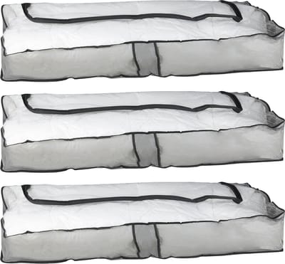 HI opbergtas/beschermhoes beddengoed/kleding - 3x - voor onder bed - 102 x 45 x 15 cm