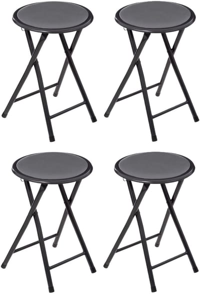 4x stuks bijzet krukje/stoel - Opvouwbaar - antraciet - 46 cm