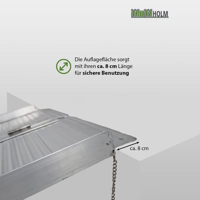 TRUTZHOLM Opvouwbare rolstoelhelling 184 cm Draagvermogen 272 kg Aluminium grijs geribbeld Oprijplaat
