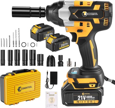 CONENTOOL Accu Slagmoersleutel - 800Nm - Borstelloze Motor - 2x 4.0Ah Accu - 1/2" Vierkante Aandrijving