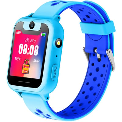 Montre de téléphone intelligent pour enfants Montre intelligente réseau 2G pour enfants Localisation LBS Montre de suivi pour enfants Montre pour enfants bleu