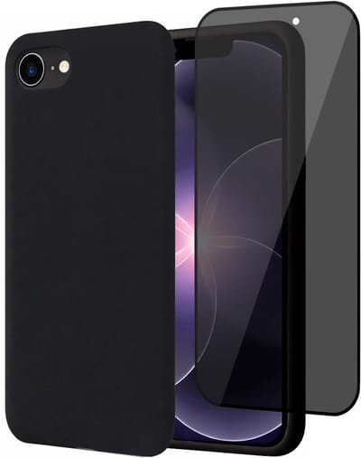 Hoesje geschikt voor iPhone 17e - Privacy Screenprotector Volledig Dekkend Glas - Mat Back Case Zwart