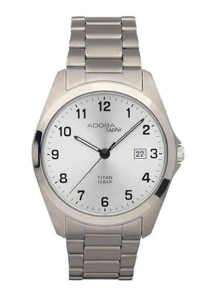 Titanium zilverkleurige mannenhorloge met safierglas- Adora- AS4292
