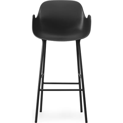 Normann Copenhagen Form Barstoel staal met armleuningen - zwart/zwart - 75 cm