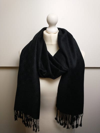Lange dames sjaal Christine-fantasiemotief-zwart