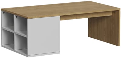 Vicco Kivo Salontafel – 90 x 50 cm met 4 open vakken Wit/eiken