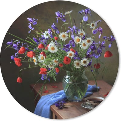 Muismat rond 20x20 cm - Mousepad Bloemen - Thee - Stilleven - Ronde muismatten