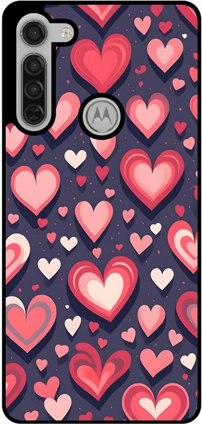 Smartphonica Telefoonhoesje Geschikt voor Motorola Moto G8 met Hartjes Opdruk - TPU Backcover Case With Heart Design geschikt voor Motorola Moto G8