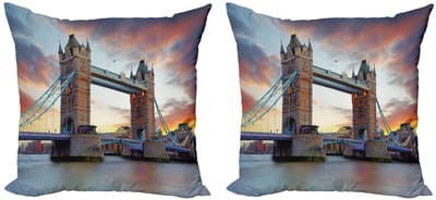 ABAKUHAUS London Kussenhoezen Set – 2x40x40 cm – Dubbelzijdig bedrukt – Multicolor