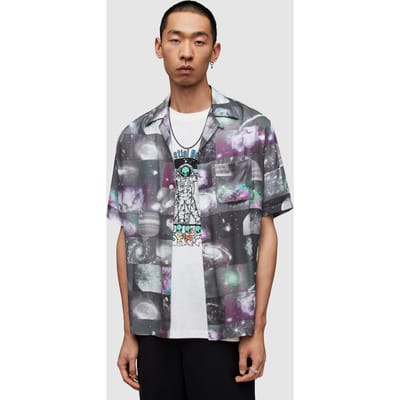 AllSaints Out There Ss Shirt Jet Black Size: XS | Casual Shirts Outlet | Heren | Zwart