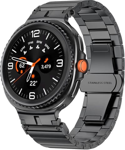 Stalen bandje - RVS - premium schakelbandje - geschikt voor Samsung Galaxy Watch 8 (40mm) / Galaxy Watch 8 (44mm) / Galaxy Watch 8 Classic - vlindersluiting - titanium grijs