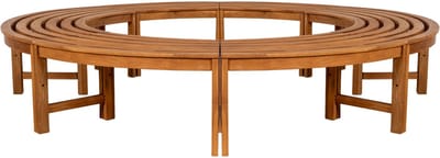 CLP Nila halfrond tuinbankje - boombank - weerbestendig - zonder rugleuning - 360 graden - diameter 250 cm - teak - bruin