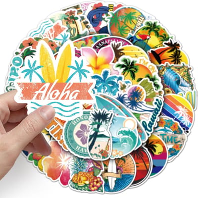 1050 Stuks Buiten Hawaï Surfen Stickers Zomer Tropisch Strand Surfen Waterdicht Diy Surfplank Skateboard Telefoon Beker Kinder Speelgoed