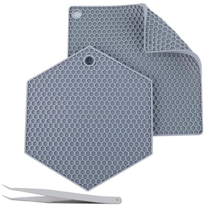 Dailygoody - Siliconen Doming Mat - Hittebestendige Keuken Tool - Vierkant & Zeshoek - Ambachten - Hars Collector Mat - Inclusief Pincet - Handig voor