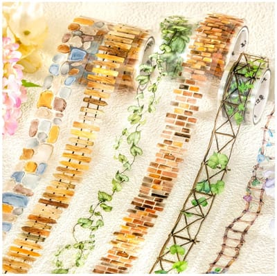 6 rollen PET-tape, prachtige gardenthema-serie Washi Tape voor scrapbook, junk journal, bullet journal, doe-het-zelf ambachten (tuin)