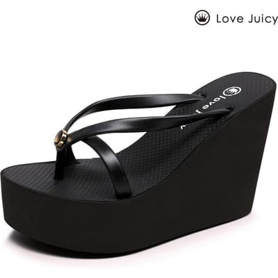 Slippers Dames Zomer 11cm Dikke zool Antislip Slippers Wedgesandalen 43 zwart