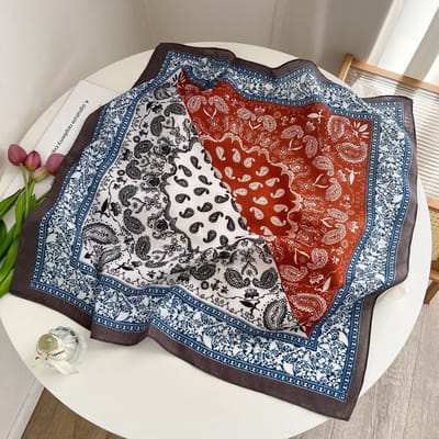 Zijden sjaal-stijl zijden sjaal voor dames - Kleurblokkenprint - Fris en delicaat - Decoratieve shawl over shirts-SJ0231 Benut je gevoel voor mode optimaal!