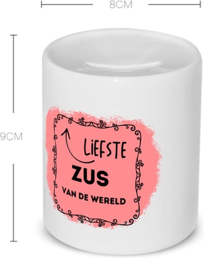 Akyol - liefste zus van de wereld Spaarpot - Zus - de liefste zus - verjaardag - cadeautje voor zus - kado - geschenk - 350 ML inhoud